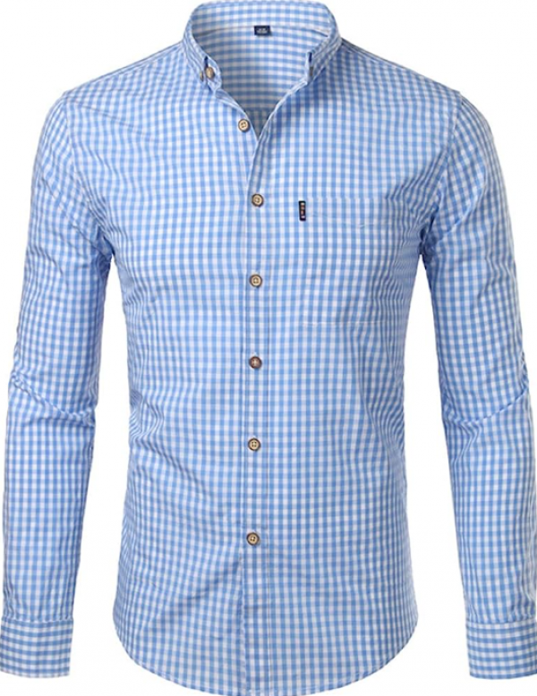 Pola kotak-kotak besar dengan warna biru dan putih